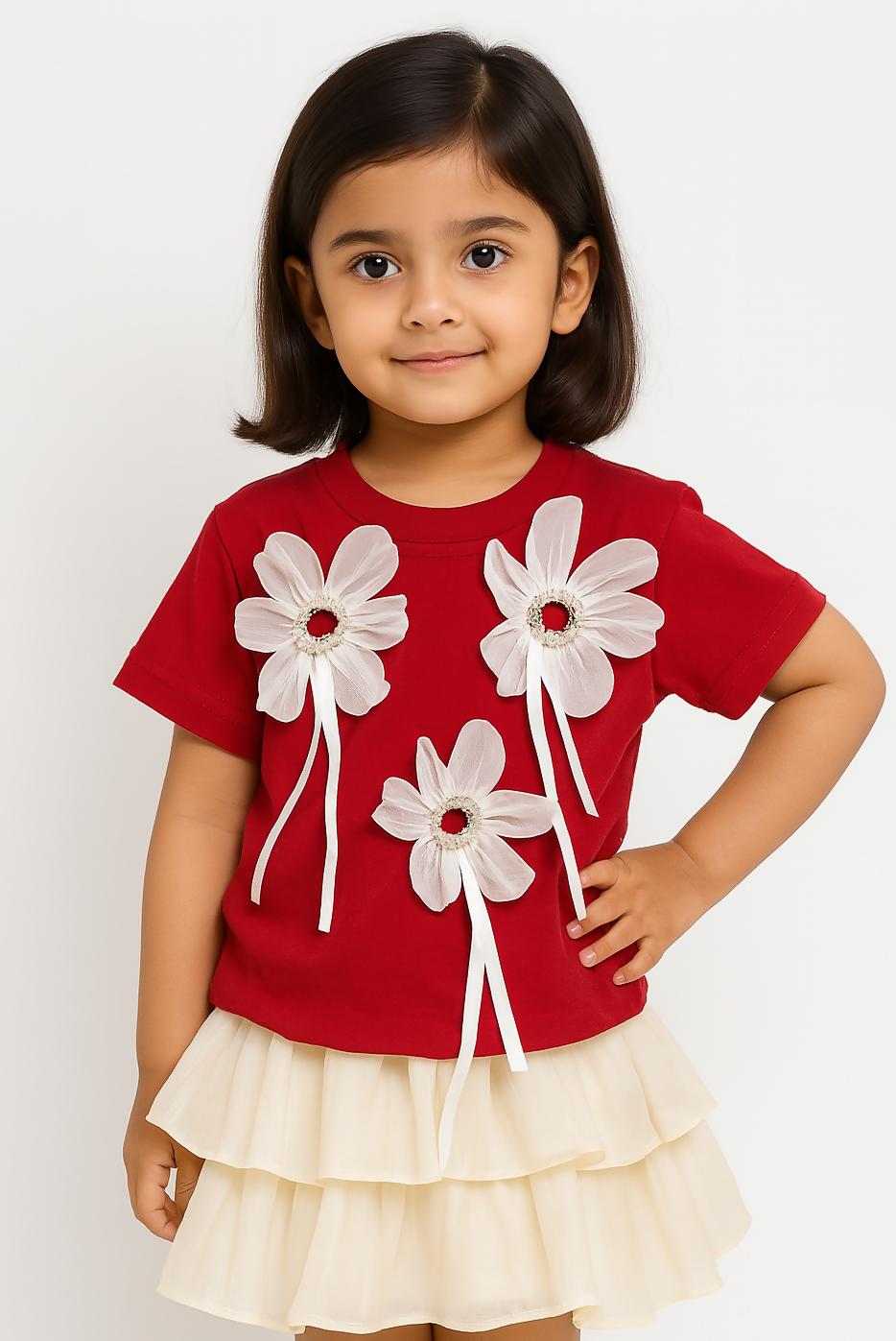 Imported Red X Merino Gorgeous Floral Skirt Set (China)